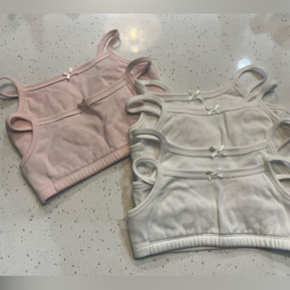 Six Hanna Andersson White Pink Kids Bralette Size L Organic Cotton Lot Multiple